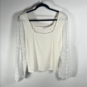 Amaryllis Cream Blouse with Sheer Sleeves